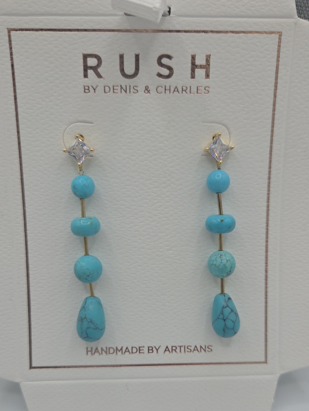 5 for $25! RUSH by Denis & Charles Turquoise Color Drop Bead Earrings
